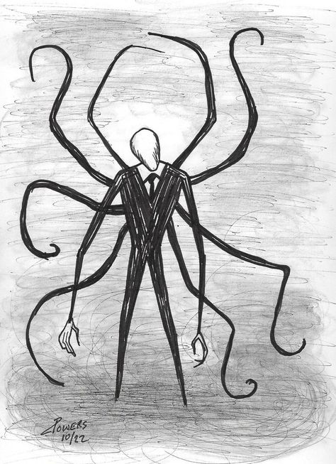 #slenderman #horror #creepy #scary #art #drawing #pen #ink #drawing Horror Sketches Creepy Easy, Drawing Scary Things, Scarry Draw Easy, Sketch Horror Drawings, Easy Scary Drawings For Beginners, Simple Creepy Drawings, Scary Figure Drawing, Halloween Scary Drawings, Horror Drawing Ideas Easy