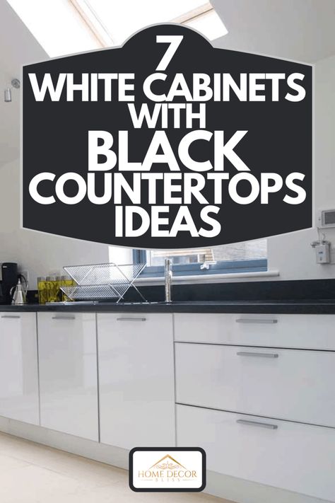 Black Counter White Cabinets, White Cabinets With Black Countertops, Kitchen Countertops White Cabinets, Cabinets With Black Countertops, White Cabinets Black Granite, White Cabinets Black Countertops, Kitchen Black Counter, Black And White Cabinets, Black Marble Countertops