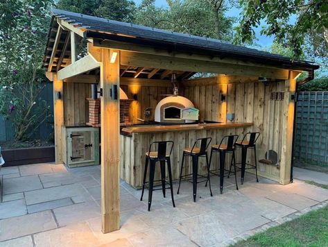 Outdoor Kitchen Added To House, Gazebo With Bbq Area, Kitchen Gazebo, Backyard Smoker Ideas, Outdoor Bar Under Gazebo, Barbeque Area, Uk Outdoor Kitchen, Gazebo Bar Ideas, Covered Bbq Area Ideas Outdoor