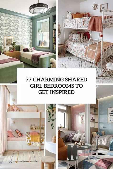 charming shared girl bedrooms to get inspired cover Sisters Room Decor Ideas, Shares Bedroom Sisters Small Spaces, Unisex Twin Bedroom, Sisters Bedroom Ideas Shared Rooms Bunkbed, Twin Beds Small Room Shared Bedrooms, 3 Sisters Bedroom Ideas, Small Twins Bedroom Ideas, Shared Room Girls Sisters, Small Room Siblings Shared Bedrooms