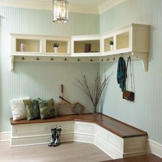 Use all the corners and hall space. An awkward spot could be useful. Mudroom Entry Design Ideas-46-1 Kindesign Corner Entryway Bench, Kitchen Corner Bench, Mudroom Cubbies, Farmhouse Mudroom, Architecture Restaurant, Closet Shoe Storage, Mudroom Entryway, Mudroom Decor, Corner Bench