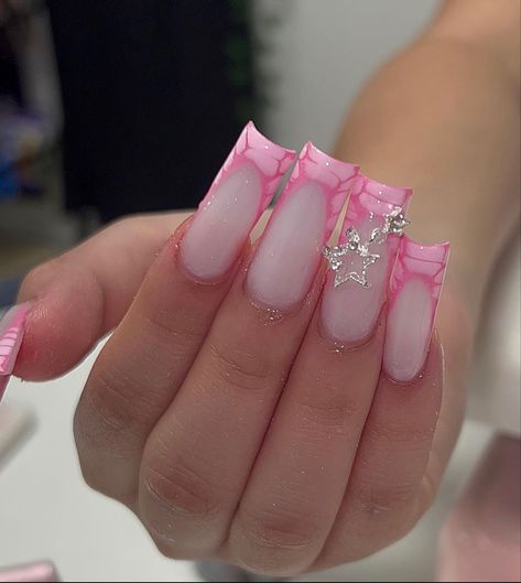 Pink Croc Nails, Duck Nail Designs, Nails Pink French Tip, Nails Pink French, Croc Nails, Baby Pink Nails Acrylic, Pink Tip Nails, Pink French Tip, Nails Bling