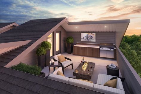 Private Rooftop, Rooftop Patio Design, House Redesign, Rooftop Terrace Design, Rooftop Design, Rooftop Patio, Model House Plan, House Deck, Rooftop Deck