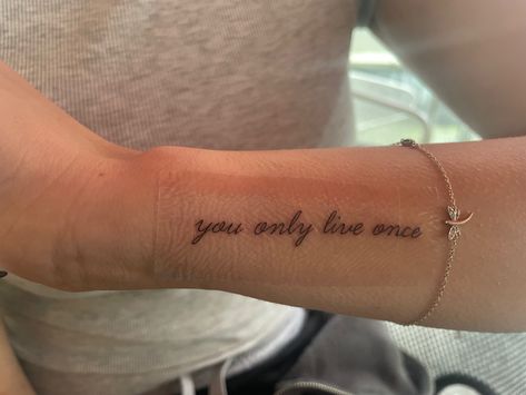 Time Never Stops Tattoo, Inspo Quotes Tattoo, Tattoo Inspo Girl, Like Work Tattoo Ideas, Best Places For Word Tattoos, Simple Word Tattoos With Meaning, Simple Clean Tattoos, Tattoos About Dreaming, Color Bone Tattoos For Women Quotes