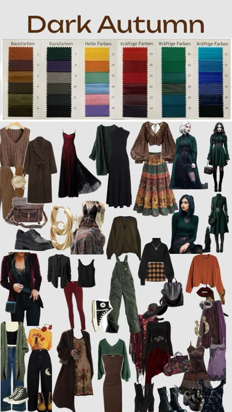 Deep Autumn Palette, Autumn Color Palette Fashion, Deep Autumn Color Palette, Color Outfits, Colour Combinations Fashion, Gamine Style, Mode Turban, Deep Autumn, Dark Autumn