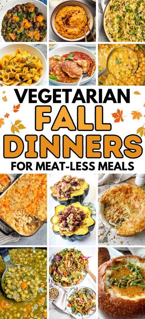 Vegetarian Fall Recipes – As the weather cools down, it’s time for some cozy, hearty and warming meals. These delicious vegetarian fall recipes are the perfect solution for creating mouth-watering yet comforting meals. Vegetarian dinner recipes, vegetarian dinner, meatless meals, vegetarian dinner ideas, vegan dinner, vegan fall dinner, vegetarian fall recipes, healthy vegetarian dinner, easy vegetarian dinner recipes, crockpot vegetarian dinner, vegetarian soup, fall soup recipes, comfort food. Easy Fall Vegetarian Dinners, What To Make With Veggies, Fall Dishes Vegetarian, Best Vegetarian Fall Recipes, Cozy Fall Dinner Recipes Healthy, Awesome Vegetarian Recipes, Roast Dinner Vegetarian, Fall Meatless Meals, Fall Recipe Vegetarian