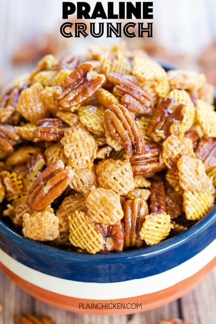 Praline Crunch, Crispix Cereal, Crunch Recipe, Chex Mix Recipes, Plain Chicken, Snack Mix Recipes, Chex Mix, S'mores, Snack Mix