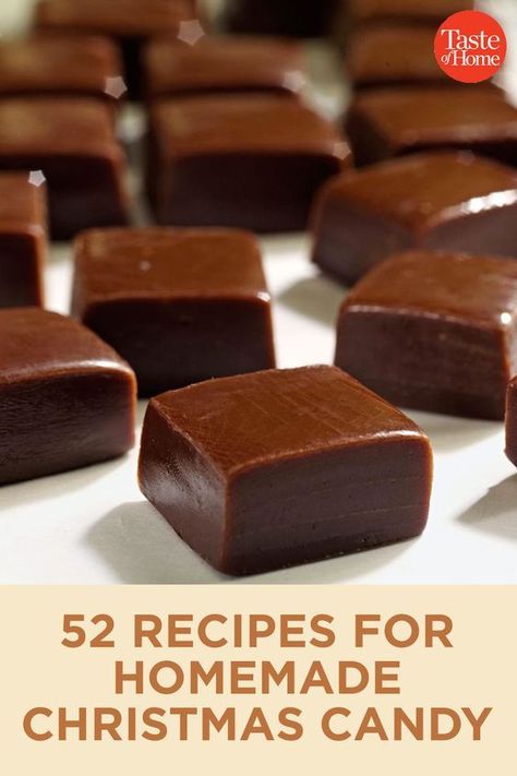 52 Recipes for Homemade Christmas Candy Homemade Christmas Candy, Fudge Caramel, Christmas Candy Easy, Christmas Candy Homemade, Easy Christmas Candy Recipes, Easy Candy Recipes, Christmas Homemade, Christmas Food Gifts, Homemade Sweets