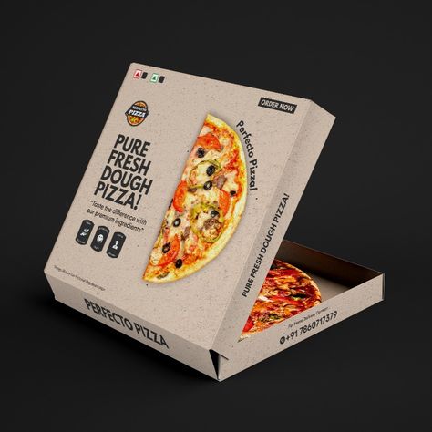 Pizza Box Packaging design work for Perfecto Pizza. Perfecto Pizza is a renowned pizzeria that is widely regarded for its exceptional quality and delicious array of pizzas. Pizza Packing Design Ideas, Pizza Box Design Ideas, Pizza Box Packaging Design, Pizza Package Design, Pizza Boxes Design, Pizza Packaging Design, Fresh Dough Pizza, Pizza Box Packaging, Pizza Packaging