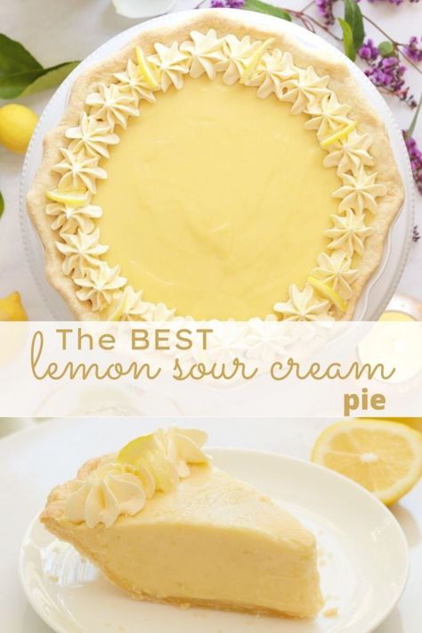 Lemon Ideas, Sour Cream Pie, Gooey Desserts, Lemon Sour Cream Pie, Modern Honey, Pumpkin Spices, Dessert Pie Recipes, Pie Baking, Brunch Desserts