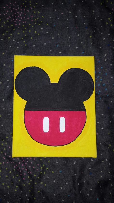 Mickey Painting Easy, Mickey Mouse Canvas Painting Easy, Mini Mouse Paintings, Easy Mickey Mouse Painting, Mickey Mouse Painting Ideas, Disney Easy Paintings, Mickey Mouse Painting Canvases, Disney Paintings Easy, Mickey Mouse Painting