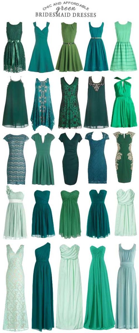 For those interested in filling their wedding with bridesmaid dresses in shades of green - check out these affordable options! Bridesmaids Green, Matching Bridesmaids Dresses, Clothes Wishlist, Green Shades, Green Bridesmaid, Green Bridesmaid Dresses, Different Dresses, Maid Dress, Long Bridesmaid Dresses