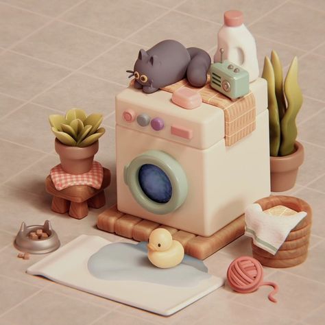 3D • Instagram 3d Toy Design, Cute Blender 3d, 3d Modeling Aesthetic, Cute Blender Art, 3d Blender Ideas, Cute Sculpture Clay, 3d Art Blender, Super Cute Drawings, 3d Modeling Ideas