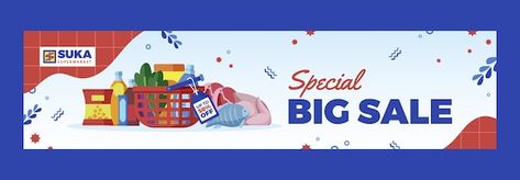 Free vector flat design supermarket sale... | Free Vector #Freepik #freevector #supermarket-banner #market-banner #grocery-banner #supermarket-food Supermarket Banner Design, Grocery Banner, Market Banner, Design Supermarket, Supermarket Food, Twitch Banner, Store Banner, Supermarket Design, Facebook Banner