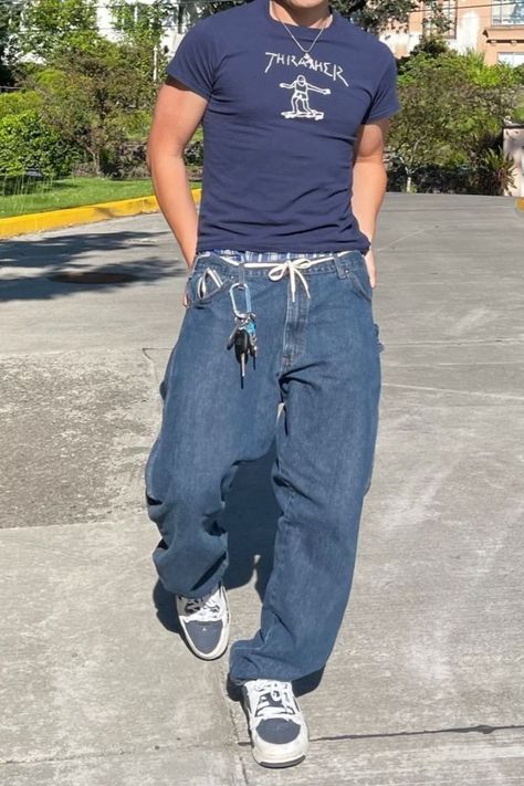 Brat Birthday, Grant Aesthetic, Downtown Boy, Baggy Jeans Outfit, Jeans Outfit Men, Baggy Clothes, Street Style Outfits Men, Street Fashion Men Streetwear, Guys Clothing Styles