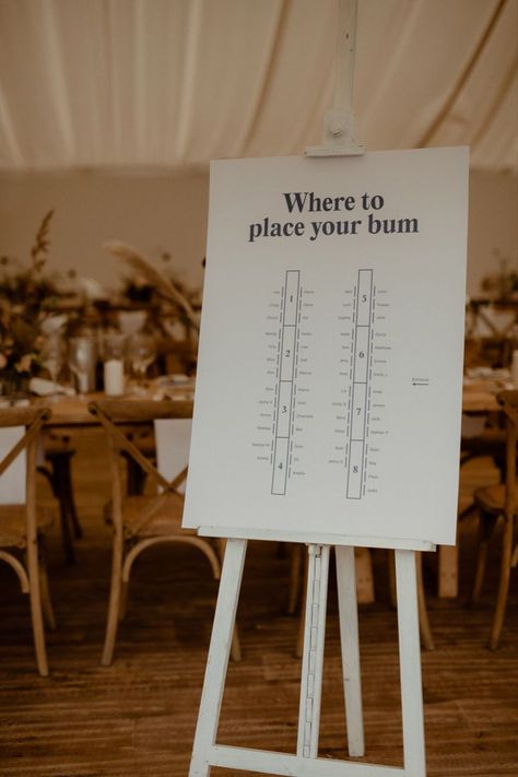 Simple and minimal wedding seating chart White Wedding Seating Chart, Wedding Table Signage, Wedding Dress With Bow, Nature Wedding Dress, Wedding Table Seating Chart, Middleton Lodge, Pregnant Bride, Wedding Table Seating, Bow Wedding Dress