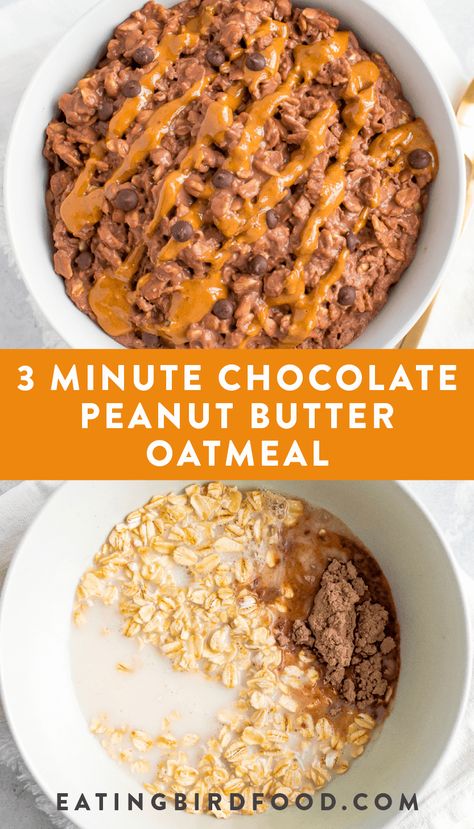 Chocolate Peanut Butter Oatmeal, Chocolate Peanutbutter, Eating Bird Food, Protein Oatmeal, Best Diet Foods, Baking Powder Uses, Oatmeal Recipe, Healthy Food Facts, Peanut Butter Oatmeal