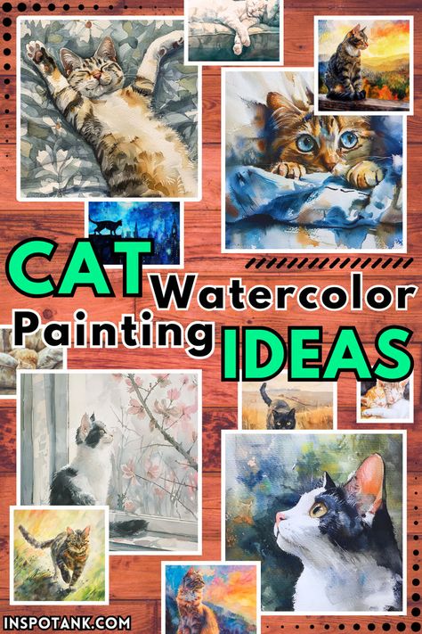 watercolor cat painting ideas Reference Photos For Watercolor, Painting Ideas On Canvas Watercolor, Cat Painting Ideas On Canvas, Cat Painting Tutorial, Cat Painting Ideas, Painting Ideas Inspiration, Watercolor Cat Painting, Cat Art Painting, Watercolor Cat