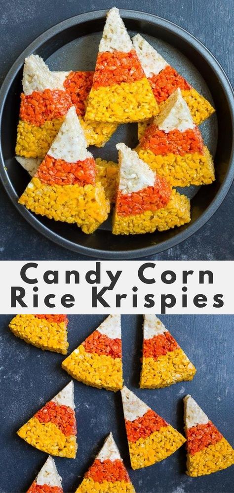 Candy Corn Rice Krispie Treats, Halloween Rice Crispy Treats, Halloween Rice Krispie Treats, Homemade Rice Krispies Treats, 9 Cake, Corn Rice, Krispie Treats Recipe, Rice Krispies Treats, Krispies Treats