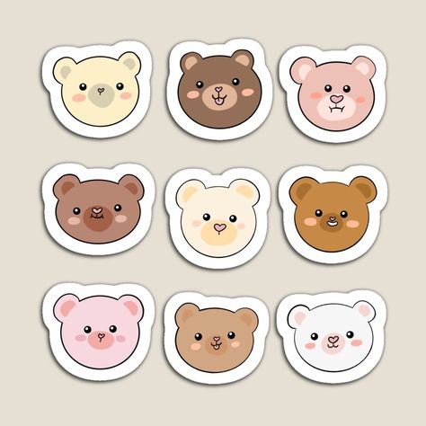 Cute Stickers To Print Kawaii, Cute Teddy Bear Stickers, Kawai Sticker Ideas, Sticker Pack Ideas, Teddy Sticker, Kawaii Cute Stickers, Bears Stickers, Cute Stickers Kawaii, Cute Kawaii Stickers