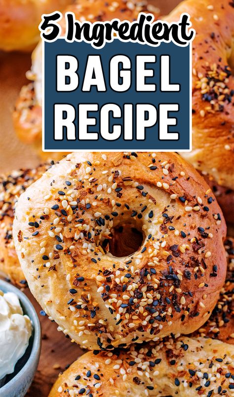 A seeded bagel with a text title overlay. Quick Bagel Recipe, Overnight Bagel Recipe, Easy Bagel Recipe, Easy Bagel, How To Make Bagels, Homemade Beef Stew Recipes, Quick Brunch, Bagel Recipe Easy, Bagel Bread