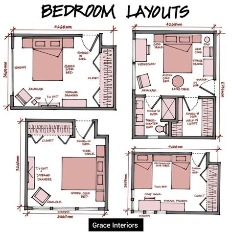 GRACE INTERIORS | Useful types for Entrance foyer✨ Space saving ideas Follow for more: @official_graceinteriors YouTube: Grace Interiors . . . #grace… | Instagram Dream Bedroom Layout, Room Shapes Layout, 15x14 Bedroom Layout, Bedroom 4x5 Design, 3 X 4 Bedroom Ideas, Wide Bedroom Ideas, 12x12 Room Layout Bedroom, Big Bedroom Layout, Long Bedroom Layout