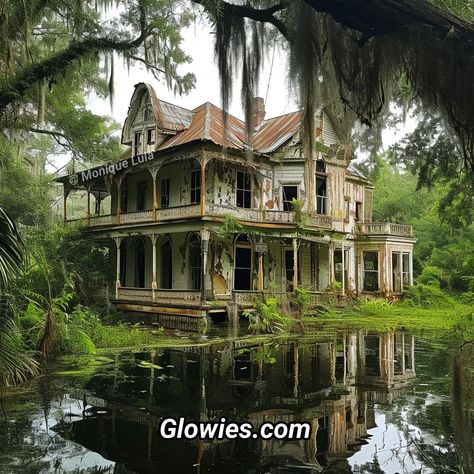 Monique L Dorange | Abandoned Mansion in the swamps of New Orleans 💚⚜️ | Instagram Houses In Louisiana, Ruins, Haunted New Orleans Aesthetic, The Bayou New Orleans, New Orleans Gothic House, Old New Orleans Homes, New Orleans Aesthetic House, New Orleans Gothic Aesthetic, Louisiana Home Interior