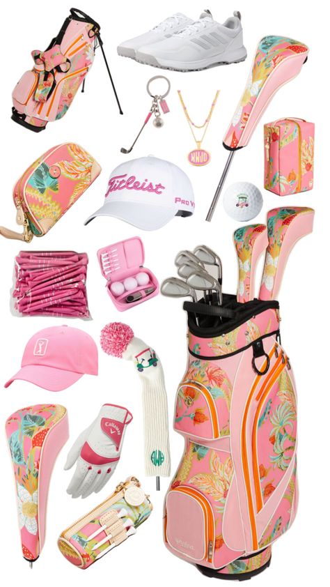 Cute Golf Aesthetic, Cute Golf Clubs, Cute Golf Bags, Womens Golf Bag, Golf Clubs Women, Golf Fits, Golf Aesthetic, Golf Essentials, Cute Golf