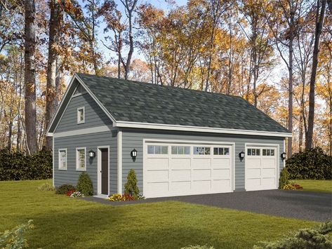 062G-0156: 3-Car Garage Plan or 2-Car Garage with Workshop Three Car Garage Plans, Diy Garage Plans, Horizontal Siding, Detached Garage Designs, 3 Car Garage Plans, Garage Plans With Loft, Garage Plans Detached, Garage Workshop Plans, Plan Garage