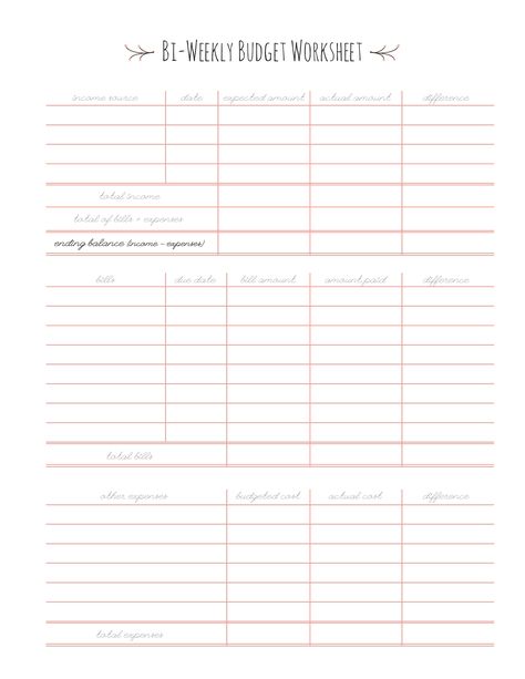 Budgeting Worksheets Free, Weekly Budget Printable, Bi Weekly Budget, Financial Budget Planner, Organization Templates, Printable Budget Worksheet, Weekly Budget Template, Free Budget Printables, Budget Template Free