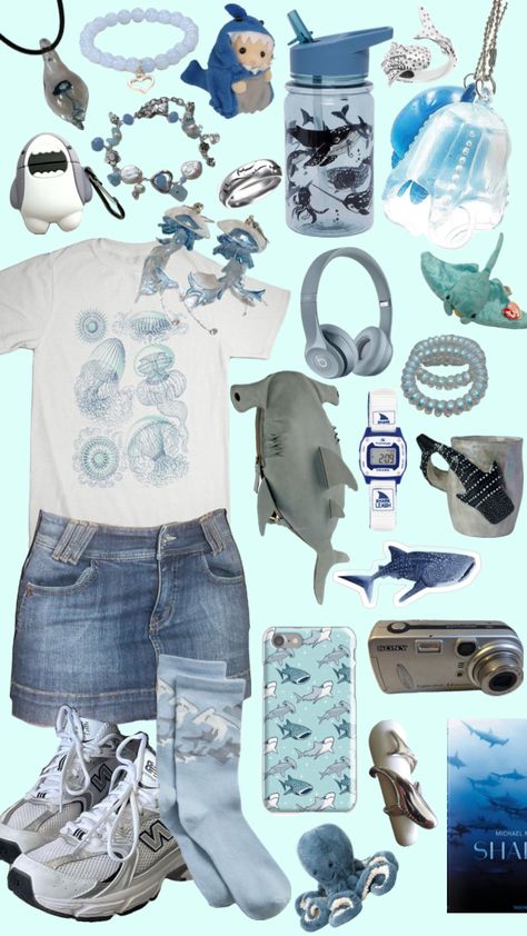 #shark #sharkoutfit #mantaray #jellyfish #blue #blueoutfit #outfit #ootd #fashion #inspo #sealife #sea #water Shark Clothes, Jellyfish Blue, Ocean Outfits, Questions For Couples, Silly Clothes, Building Trust, Cute Shark, Funky Outfits, Fire Fits