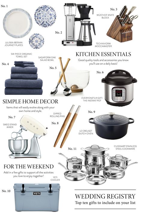 Top Ten Gifts to Include on Your Wedding Registry | Hello Adams Family Must Haves For Wedding Registry, Top Registry Items Wedding, Top Wedding Gifts, Unique Registry Items Wedding, Best Registry Items Wedding, Things To Add To Wedding Registry, Must Have Wedding Registry Items, Best Wedding Registry Items, Registry Items Wedding