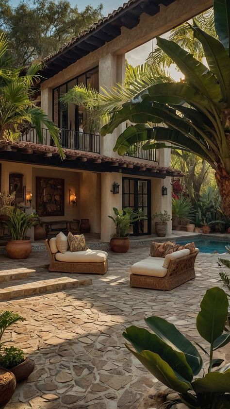 Vibrant Vistas: 15 Stunning Ideas for Hacienda Style Houses - Cheerful Talks Hacienda Style Homes Modern, House Design Mexican Style, Hacienda Style Homes Mexican Courtyard, Mexican House Style, Mexican Houses Exterior Haciendas, Spanish Architecture Hacienda Style, Mexican Garden Hacienda Style, Small Hacienda Style Homes, Small Mexican House