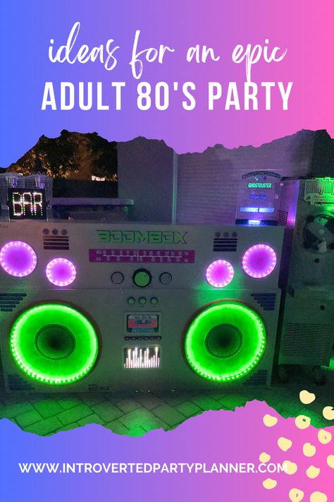 The 1980's were such a great decade why not celebrate them? Check out our ideas for an 80's Birthday Party. 80s Movie Party Theme, 80s Theme Anniversary Party, 80s Outdoor Party, 1984 Birthday Party, 1983 Party Ideas, 80s Party For Men, 1980 Party Ideas Decoration, 1980s Themed Birthday Party, Eighties Themed Party