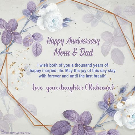 Happy Marriage Anniversary Wishes With Name For Parents Happy Marriage Anniversary Quotes, 25th Anniversary Wishes, 25th Wedding Anniversary Wishes, Happy Anniversary Mom Dad, Best Anniversary Wishes, Happy Wedding Anniversary Quotes, Anniversary Wishes For Parents, Anniversary Quotes For Parents, Marriage Anniversary Quotes