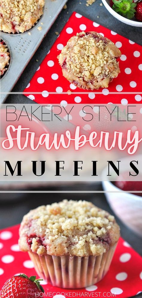 Strawberries And Cream Muffins, Strawberry Crumb Muffins, Strawberry Cream Cheese Muffins With Streusel Topping, Strawberry Muffin Recipes With Frozen Strawberries, Strawberries Muffins, Strawberry Coffee Cake Muffins, Eat N Park Strawberry Muffins, Muffin Recipes Crumble, Yummy Muffins Recipes