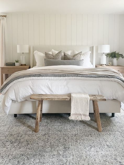 Shop Sausalito 32" Nightstand and other curated products on LTK, the easiest way to shop everything from your favorite creators. Comfortable Headboard, Shiplap Bedroom, Boho Master, Grey Carpet Bedroom, Light Gray Bedroom, Grey And White Bedding, Modern Coastal Bedroom, Grey Bed Frame, Neutral Bedroom Decor