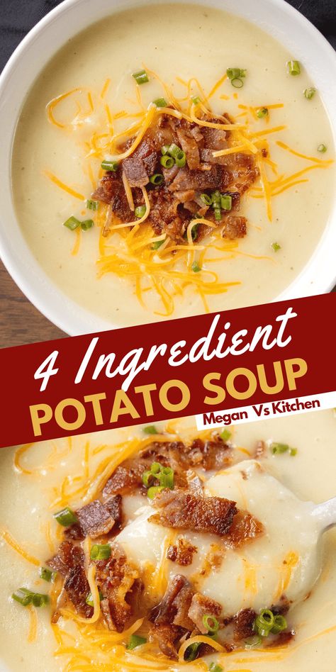 4 Ingredient Potato Soup Easy Potato Bacon Soup Crock Pot, Soup Recipes Picky Eaters, Easy Crockpot Soup Recipes With Few Ingredients, Small Batches Of Soup, Easiest Potato Soup, Potato Soup Using Instant Potatoes, Potatoe Soup Easy Quick Recipes, Grandmas Potato Soup, Low Fat Potato Soup