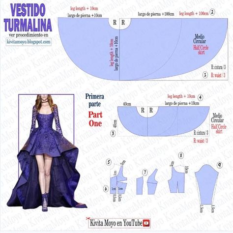 Pola Rok, Diy Clothes Patterns, Gown Sewing Pattern, Projek Menjahit, Clothing Pattern Design, Dress Patterns Diy, Sewing Barbie Clothes, Barbie Sewing Patterns, Seni Dan Kraf