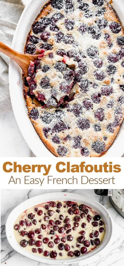 Cherry Clafoutis Recipe, French Desserts Easy, Clafoutis Recipe, Cherry Recipes Dessert, Flan Dessert, Clafoutis Recipes, Cherry Clafoutis, French Dessert Recipes, Sweet Bites