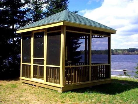 Screened Patio Gazebos - Ideas on Foter Screened Room, Enclosed Gazebo, Large Gazebo, Screened Gazebo, Modern Gazebo, Hot Tub Gazebo, Gazebo Plans, Modern Fire Pit, Gazebo Ideas