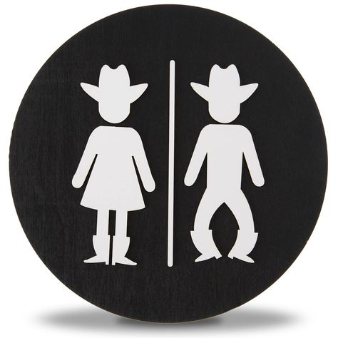 PRICES MAY VARY. WESTERN-THEMED RESTROOM SIGN:The bathroom sign is perfect for homes or businesses with a western or cowboy-themed decor. These signs feature a western-inspired designs, that add a touch of rustic charm to your bathroom decor and give your bathroom a Western-themed look. RELIABLE MATERIAL:If you prefer a more natural look, wood bathroom door signs are a great option. These signs are made of high-quality wood materials, which are sturdy and long-lasting. The wood material adds a w Antique Western Decor, Bathroom Wall Art Modern, Bathroom Door Signs, Cowboy Bathroom, Western Bathroom Decor, Speakeasy Decor, Western Bathroom, Bathroom Door Sign, Dark Wood Bathroom