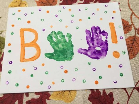 Handprint Activities, Craft For Halloween, Halloween Activities For Toddlers, Halloween Crafts Preschool, Halloween Crafts For Toddlers, October Crafts, Footprint Crafts, Halloween Arts And Crafts, Halloween Activity