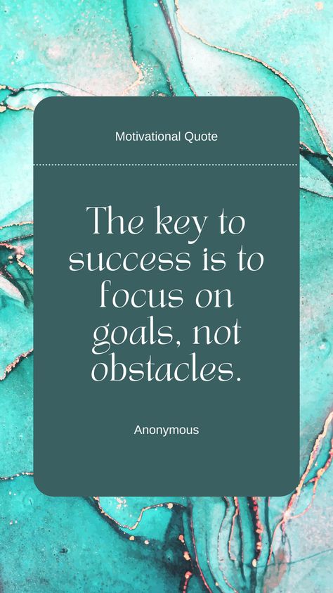 Achieve success by focusing on your goals rather than obstacles. Save this quote to remind yourself to stay goal-oriented and positive. Goal Oriented, Focus Quotes, Visual Board, Remind Yourself, Goal Quotes, Focus On Your Goals, Achieve Success, Stay Focused, Focus On