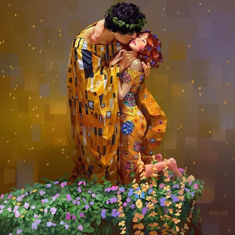 Learn Digital Painting! on Instagram: “@mazarat's interpretation of Gustav Klimt's painting, 'The kiss' ⁠ is nothing short of unbelievable. ❤️ ⁠ ⁠ Swipe for the original! Hop…” Gustav Klimt, Diamond Wall, Mosaic Crafts, Painting Kits, Diamond Painting, Decor Gifts, Canvas Art Prints, Sewing Crafts, Art Painting