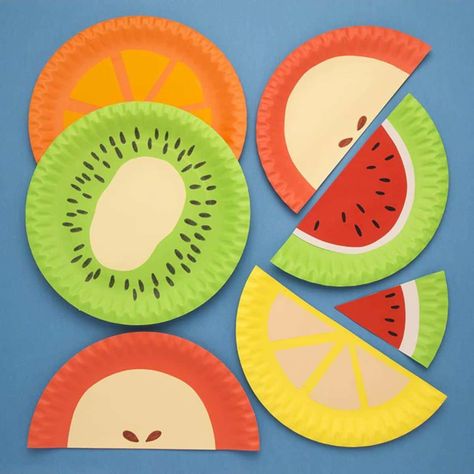 40 Paper Plate Craft Ideas Paper Plates Crafts, Paper Plate Art, Paper Fruit, Fruit Crafts, Paper Plate Crafts For Kids, Summer Crafts For Kids, Paper Plate Crafts, Daycare Crafts, Plate Crafts