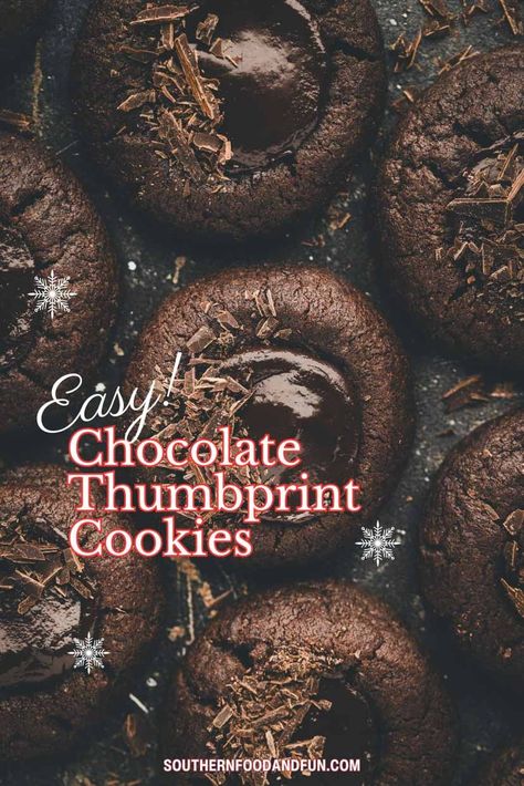 Thumbprint Cookies with Chocolate are a classic holiday treat, but we're making them extra special with a decadent twist. These double chocolate wonders are rich and buttery, featuring a melt-in-your-mouth chocolate cookie filled with a luscious chocolate ganache. This easy-to-follow recipe will help you make the best chocolate thumbprint cookies you've ever tasted. Cookies With Chocolate Ganache, Easy Thumbprint Cookies, Red Velvet Cake Cookies, Thumbprint Cookies Easy, Chocolate Thumbprint Cookies, Cookies With Chocolate, Thumbprint Cookies Recipe, Blossom Cookies, Christmas Baking Recipes