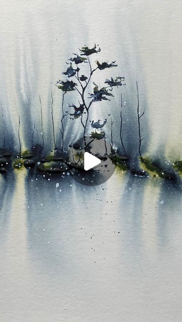 Watercolor Stormy Sky, Watercolour Ideas Aesthetic, Oil Paint Abstract, Loose Watercolour Painting, Illustration Art Watercolor Drawing, Ecoline Art Ideas, Abstract Landscape Painting Watercolor, Watercolour Inspiration Landscape, Water Paint Flowers