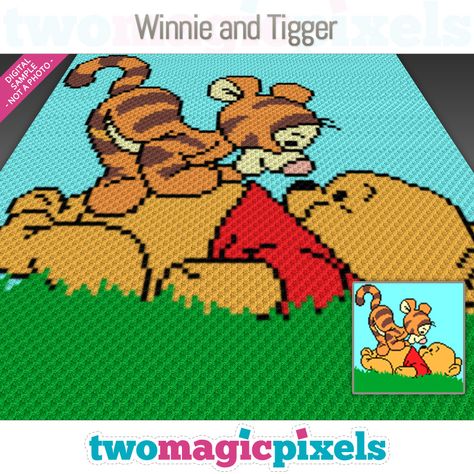 Winnie and Tigger by Two Magic Pixels Winnie And Tigger, Two Magic Pixels, Winnie The Pooh Blanket, C2c Crochet Pattern Free, Sc Crochet, Free Baby Blanket Patterns, C2c Crochet Blanket, Disney Crochet Patterns, Crochet Graph