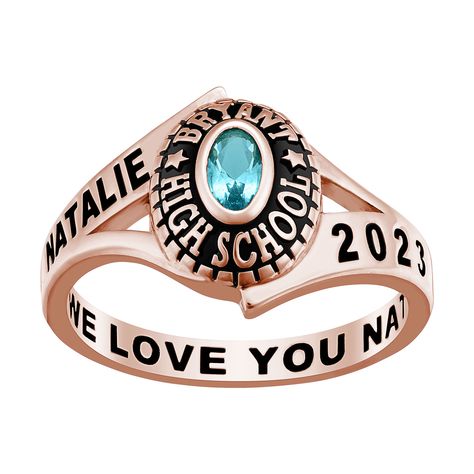 Freestyle Class Rings - Personalized Women's Platinum, Gold, or Rose Gold Plated Celebrium Birthstone Traditional Class Ring - Walmart.com - Walmart.com Jostens Class Rings, Class Rings For Girls, Senior Rings, Class Rings High School, Class Rings, Gold Class, Graduation Rings, Casual Rings, Greek Jewelry